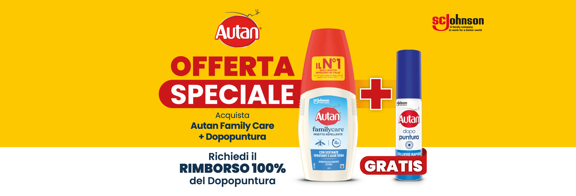Immagine desktop: scjhonson, offerta speciale, acquista autan family care + dopopuntura rchiedi il rimborso 100% del dopountura