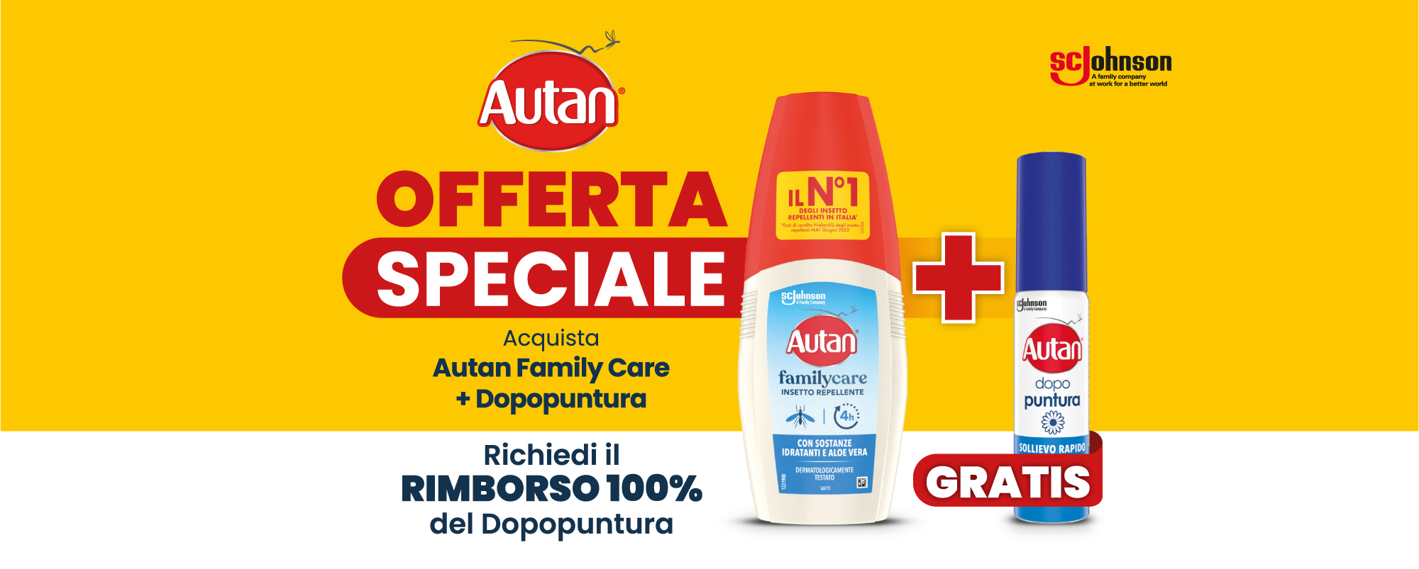 Immagine desktop: scjhonson, offerta speciale, acquista autan family care + dopopuntura rchiedi il rimborso 100% del dopountura